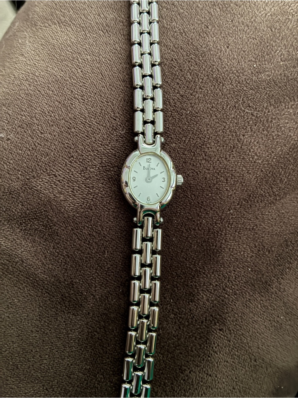 Bulova Silver-Tone Women's Linked Bracelet Watch with White Dial